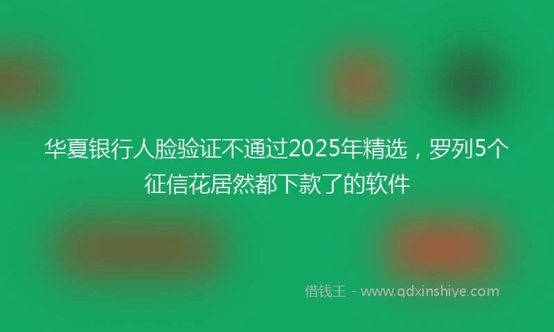 华夏银行人脸验证不通过2025年精选，罗列5个征信花居然都下款了的软件