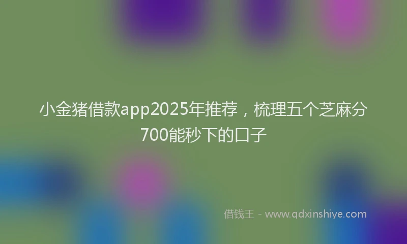 小金猪借款app2025年推荐，梳理五个芝麻分700能秒下的口子
