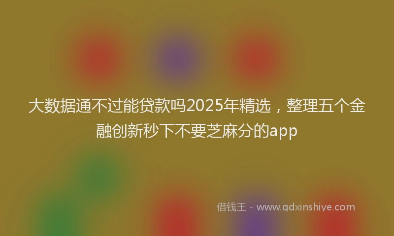 大数据通不过能贷款吗2025年精选，整理五个金融创新秒下不要芝麻分的app