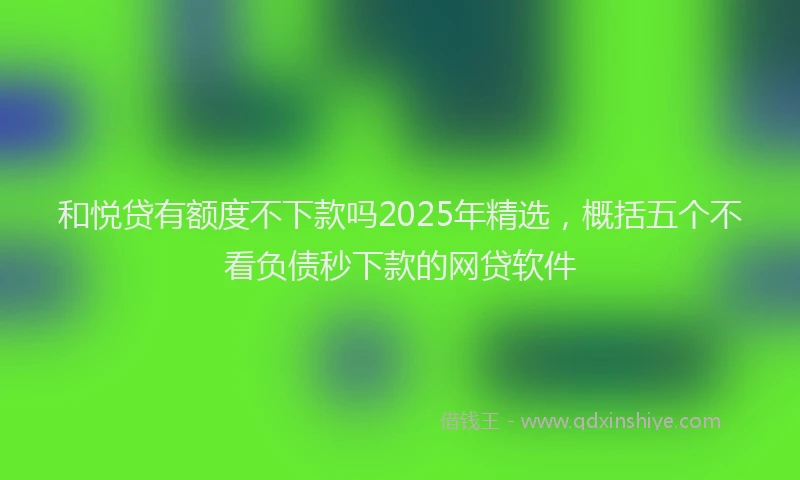 和悦贷有额度不下款吗2025年精选，概括五个不看负债秒下款的网贷软件