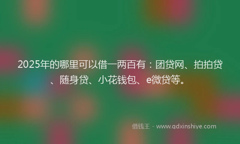 2025年的哪里可以借一两百有：团贷网、拍拍贷、随身贷、小花钱包、e微贷等。