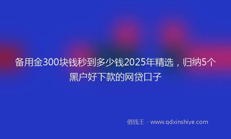 备用金300块钱秒到多少钱2025年精选，归纳5个黑户好下款的网贷口子