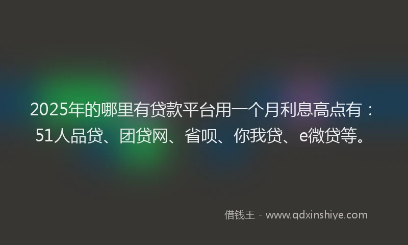 2025年的哪里有贷款平台用一个月利息高点有：51人品贷、团贷网、省呗、你我贷、e微贷等。