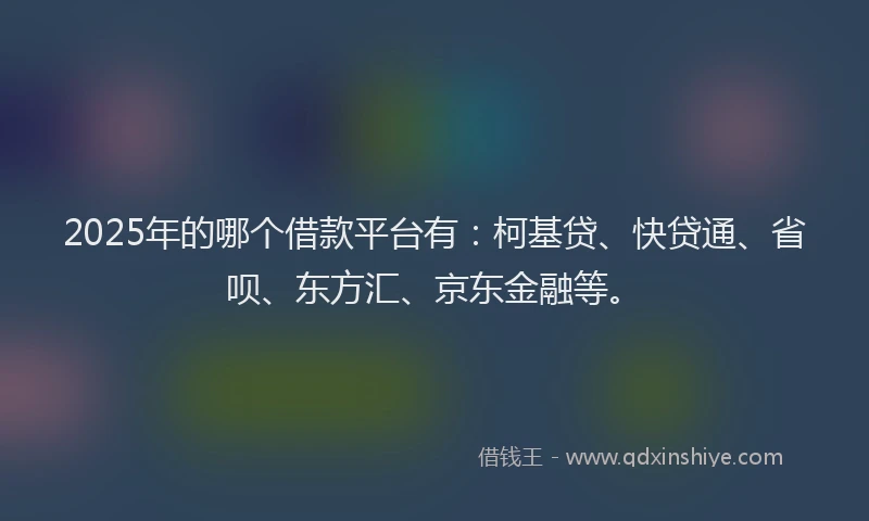 2025年的哪个借款平台有：柯基贷、快贷通、省呗、东方汇、京东金融等。
