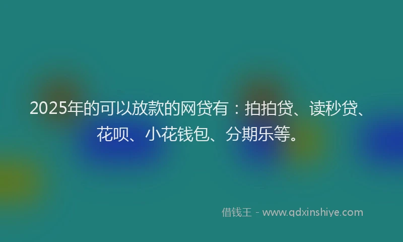 2025年的可以放款的网贷有：拍拍贷、读秒贷、花呗、小花钱包、分期乐等。