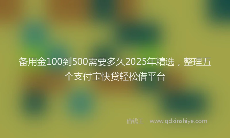 备用金100到500需要多久2025年精选，整理五个支付宝快贷轻松借平台