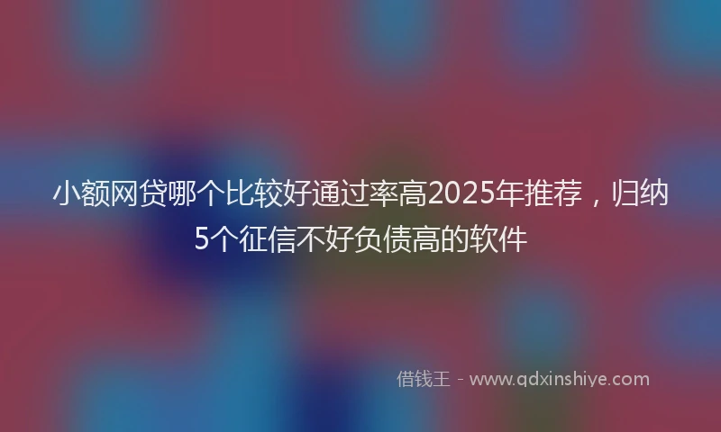 小额网贷哪个比较好通过率高2025年推荐，归纳5个征信不好负债高的软件