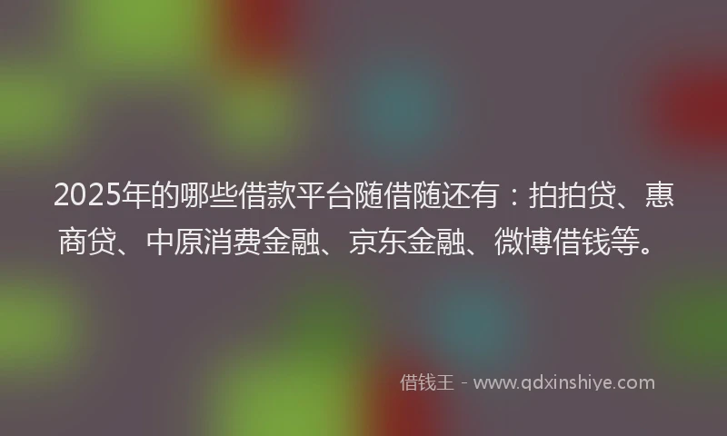 2025年的哪些借款平台随借随还有：拍拍贷、惠商贷、中原消费金融、京东金融、微博借钱等。