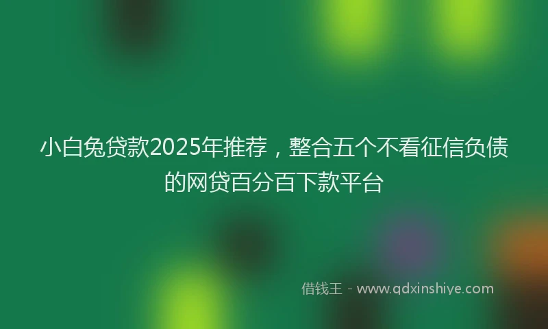 小白兔贷款2025年推荐，整合五个不看征信负债的网贷百分百下款平台