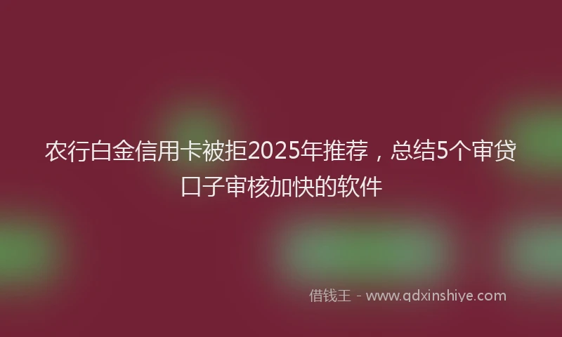 农行白金信用卡被拒2025年推荐，总结5个审贷口子审核加快的软件