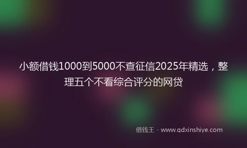小额借钱1000到5000不查征信2025年精选，整理五个不看综合评分的网贷