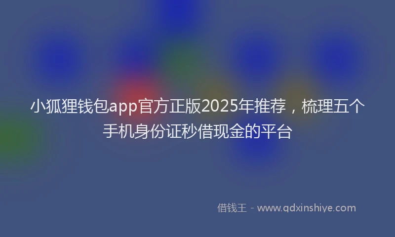 小狐狸钱包app官方正版2025年推荐，梳理五个手机身份证秒借现金的平台