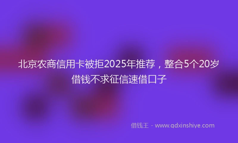 北京农商信用卡被拒2025年推荐，整合5个20岁借钱不求征信速借口子