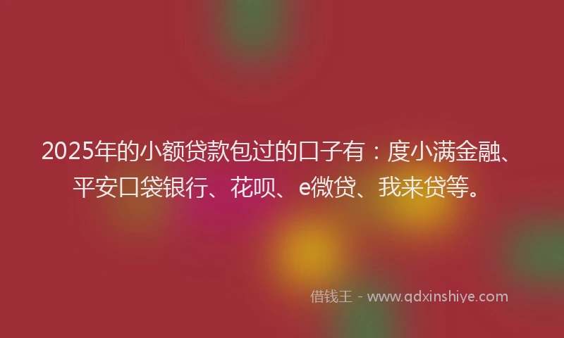 2025年的小额贷款包过的口子有：度小满金融、平安口袋银行、花呗、e微贷、我来贷等。