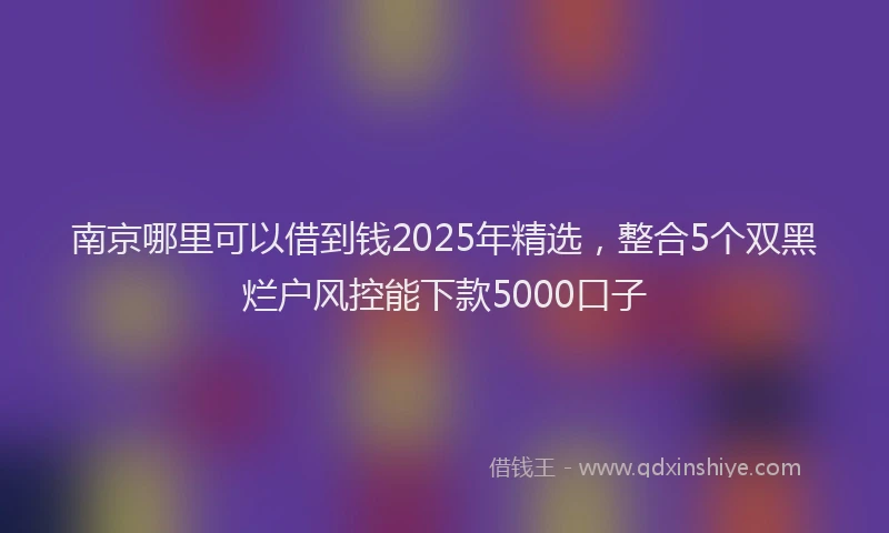 南京哪里可以借到钱2025年精选，整合5个双黑烂户风控能下款5000口子