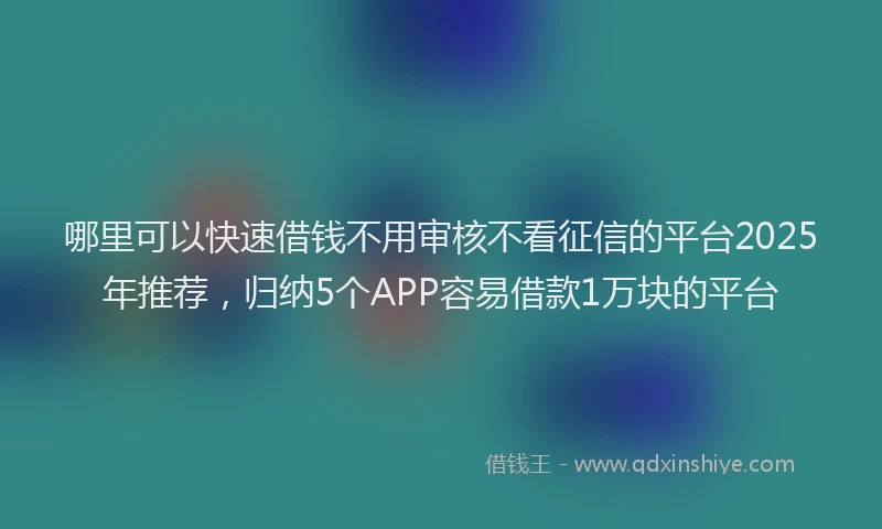 哪里可以快速借钱不用审核不看征信的平台2025年推荐，归纳5个APP容易借款1万块的平台