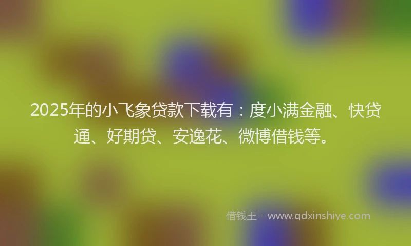 2025年的小飞象贷款下载有：度小满金融、快贷通、好期贷、安逸花、微博借钱等。