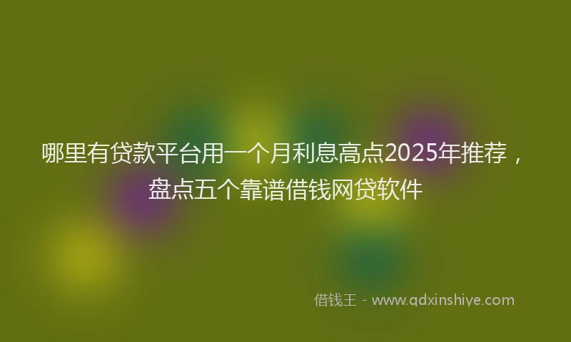 哪里有贷款平台用一个月利息高点2025年推荐，盘点五个靠谱借钱网贷软件