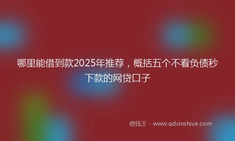 哪里能借到款2025年推荐，概括五个不看负债秒下款的网贷口子