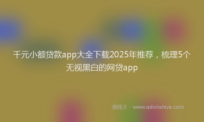 千元小额贷款app大全下载2025年推荐，梳理5个无视黑白的网贷app