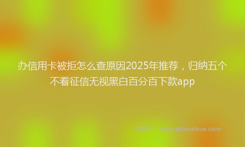 办信用卡被拒怎么查原因2025年推荐，归纳五个不看征信无视黑白百分百下款app