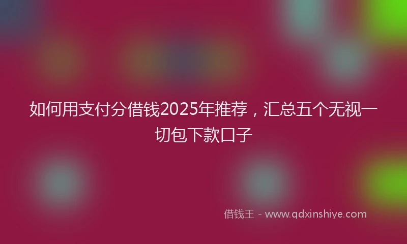 如何用支付分借钱2025年推荐，汇总五个无视一切包下款口子