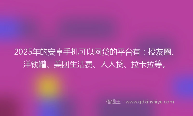 2025年的安卓手机可以网贷的平台有：投友圈、洋钱罐、美团生活费、人人贷、拉卡拉等。