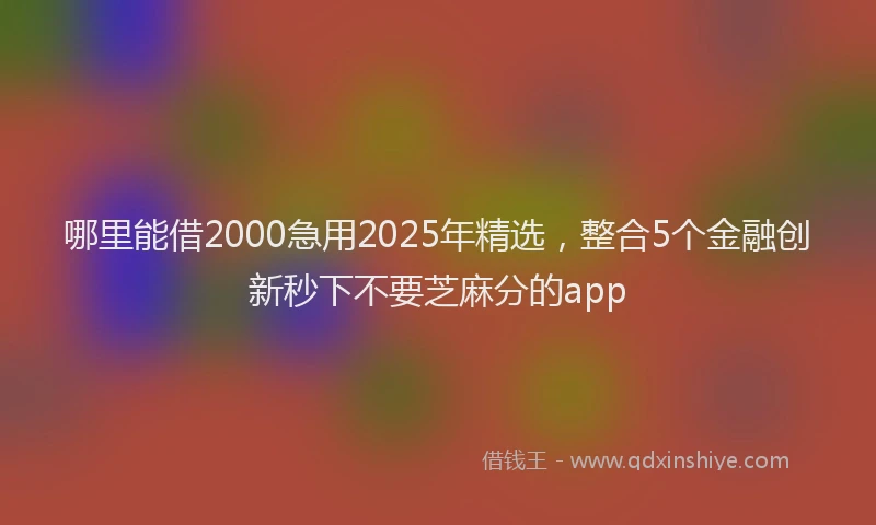 哪里能借2000急用2025年精选，整合5个金融创新秒下不要芝麻分的app