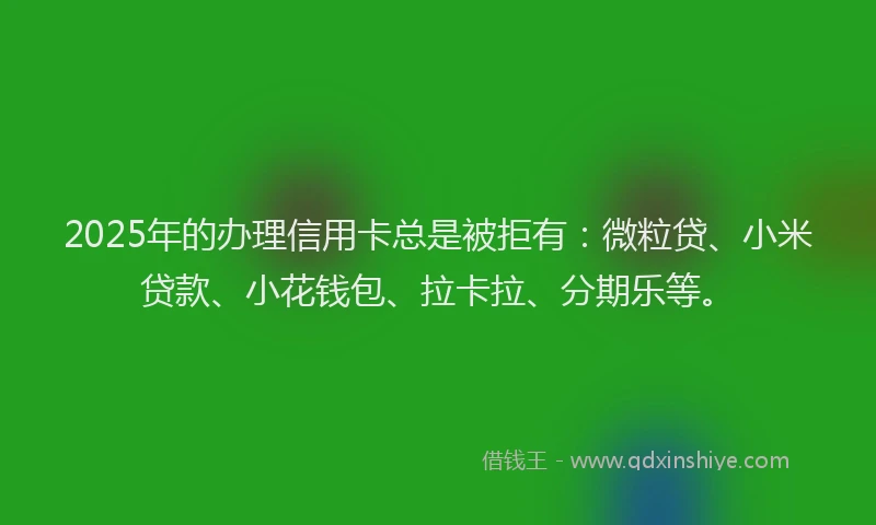 2025年的办理信用卡总是被拒有：微粒贷、小米贷款、小花钱包、拉卡拉、分期乐等。