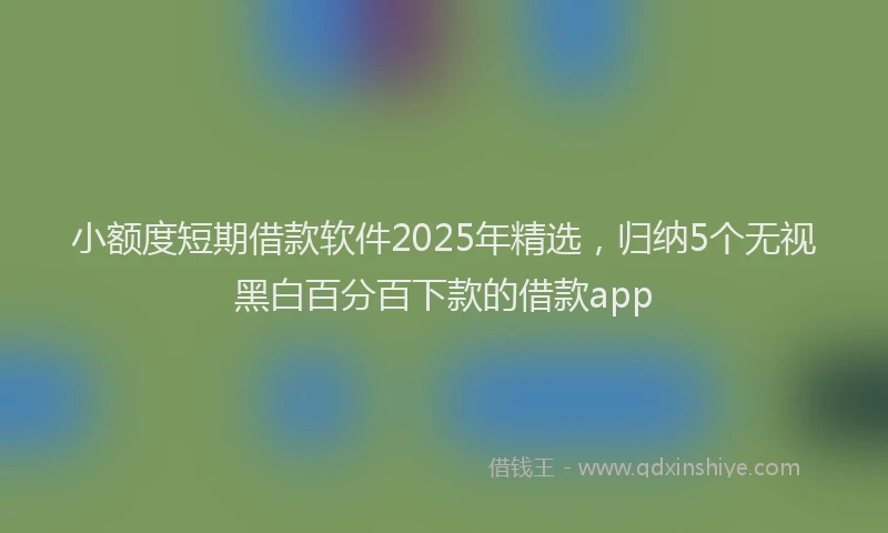 小额度短期借款软件2025年精选，归纳5个无视黑白百分百下款的借款app