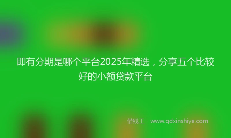 即有分期是哪个平台2025年精选，分享五个比较好的小额贷款平台
