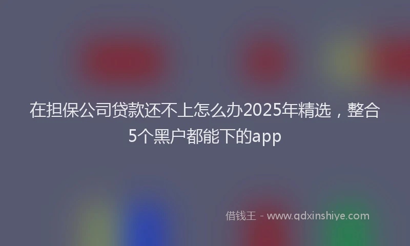 在担保公司贷款还不上怎么办2025年精选，整合5个黑户都能下的app