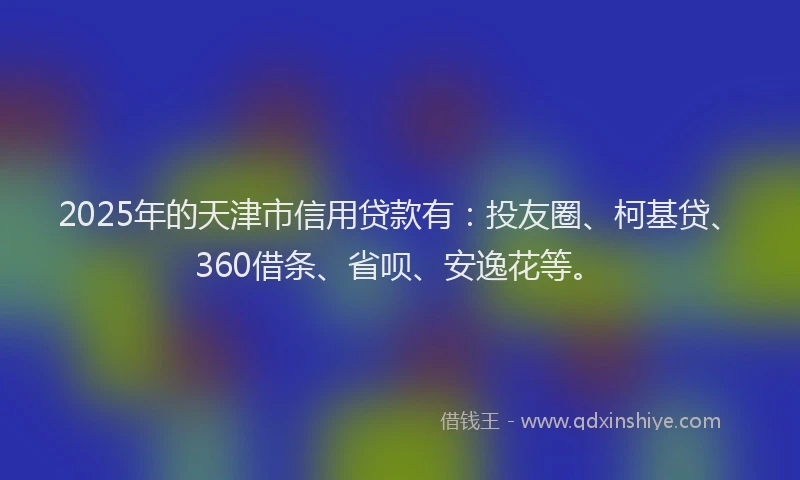 2025年的天津市信用贷款有：投友圈、柯基贷、360借条、省呗、安逸花等。