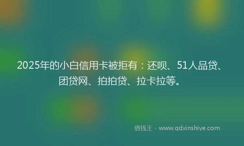2025年的小白信用卡被拒有：还呗、51人品贷、团贷网、拍拍贷、拉卡拉等。