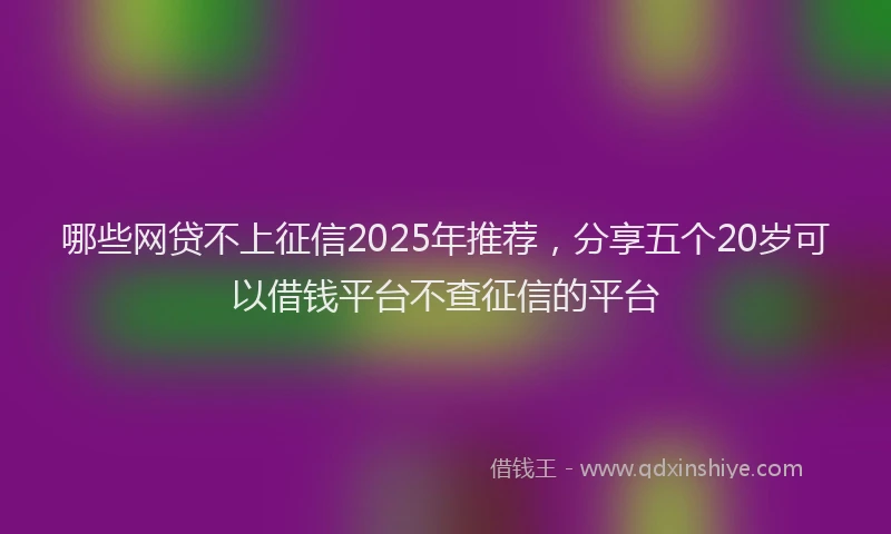 哪些网贷不上征信2025年推荐，分享五个20岁可以借钱平台不查征信的平台