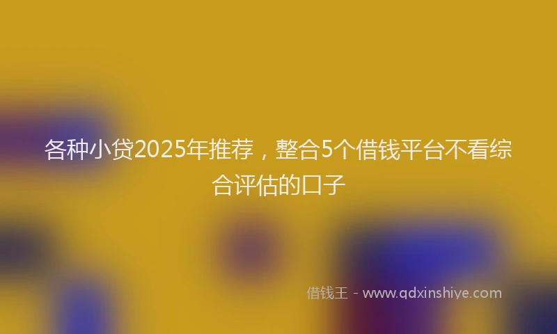 各种小贷2025年推荐，整合5个借钱平台不看综合评估的口子