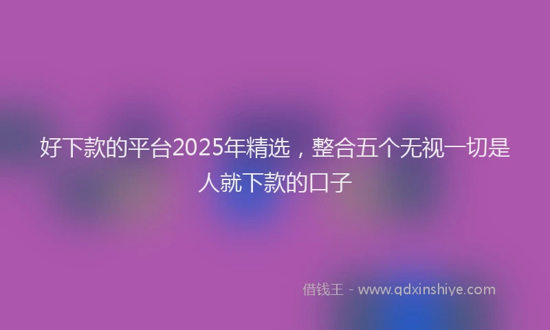好下款的平台2025年精选，整合五个无视一切是人就下款的口子