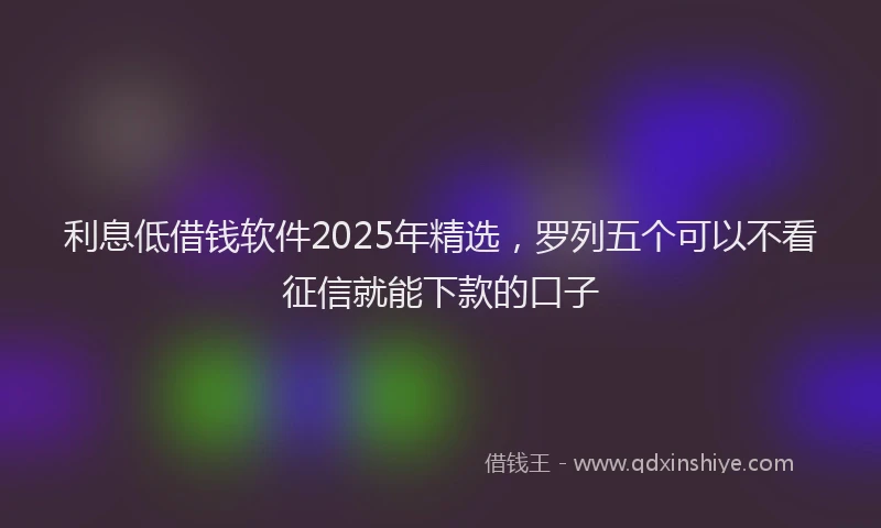 利息低借钱软件2025年精选，罗列五个可以不看征信就能下款的口子