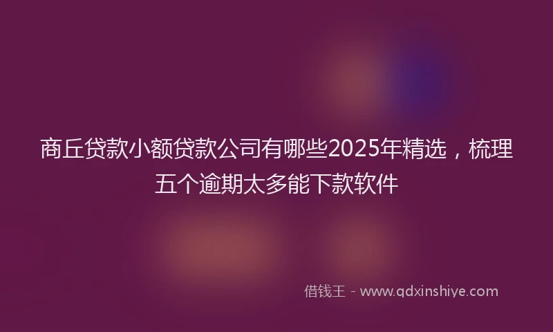 商丘贷款小额贷款公司有哪些2025年精选，梳理五个逾期太多能下款软件