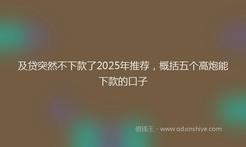 及贷突然不下款了2025年推荐，概括五个高炮能下款的口子