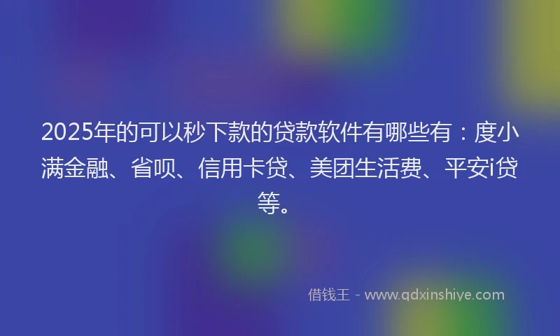 2025年的可以秒下款的贷款软件有哪些有：度小满金融、省呗、信用卡贷、美团生活费、平安i贷等。