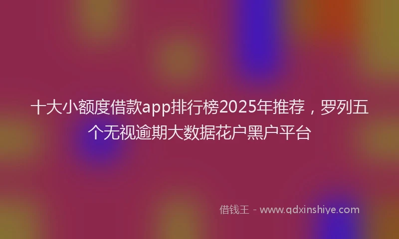 十大小额度借款app排行榜2025年推荐，罗列五个无视逾期大数据花户黑户平台