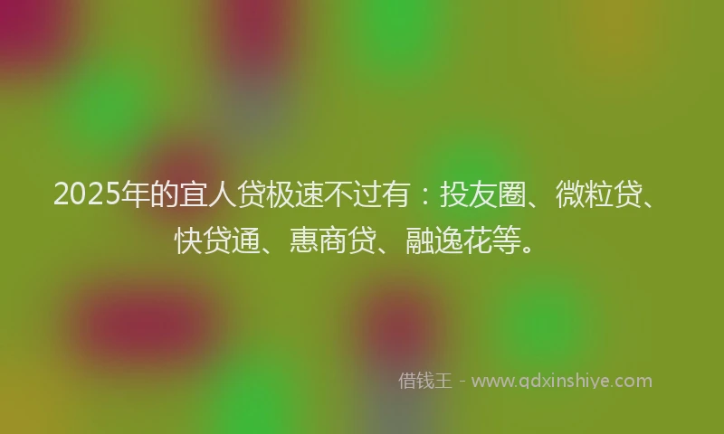 2025年的宜人贷极速不过有：投友圈、微粒贷、快贷通、惠商贷、融逸花等。