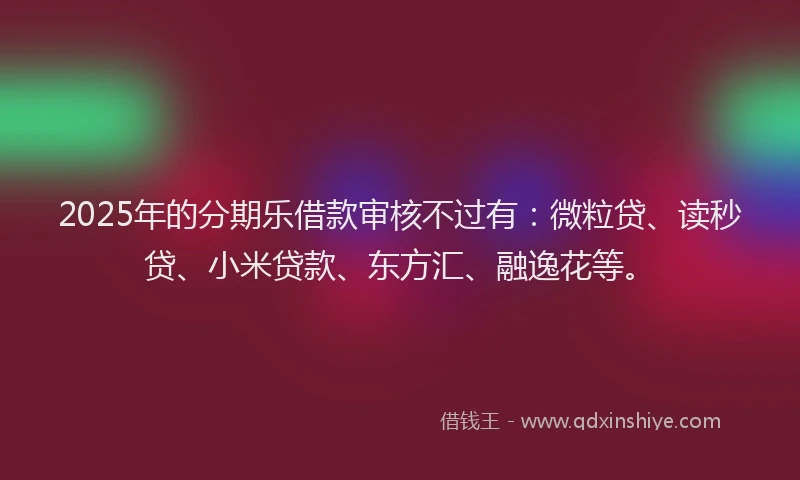 2025年的分期乐借款审核不过有：微粒贷、读秒贷、小米贷款、东方汇、融逸花等。
