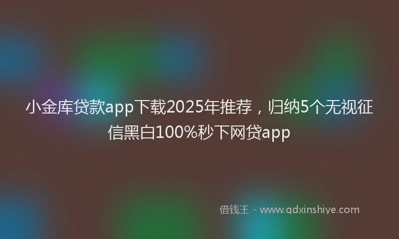 小金库贷款app下载2025年推荐，归纳5个无视征信黑白100%秒下网贷app