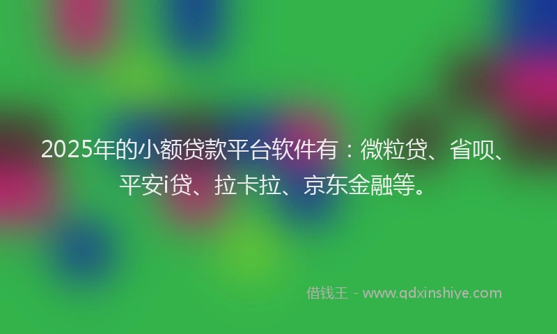 2025年的小额贷款平台软件有：微粒贷、省呗、平安i贷、拉卡拉、京东金融等。
