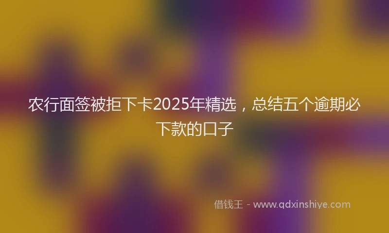农行面签被拒下卡2025年精选，总结五个逾期必下款的口子