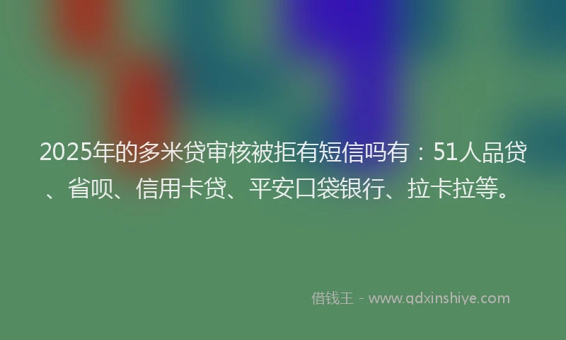 2025年的多米贷审核被拒有短信吗有：51人品贷、省呗、信用卡贷、平安口袋银行、拉卡拉等。