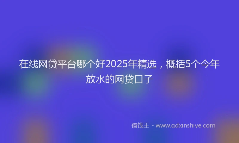 在线网贷平台哪个好2025年精选，概括5个今年放水的网贷口子