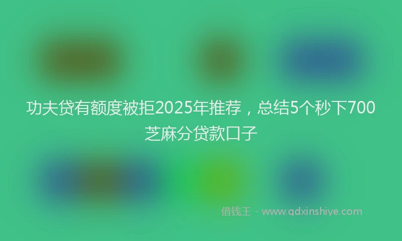 功夫贷有额度被拒2025年推荐，总结5个秒下700芝麻分贷款口子
